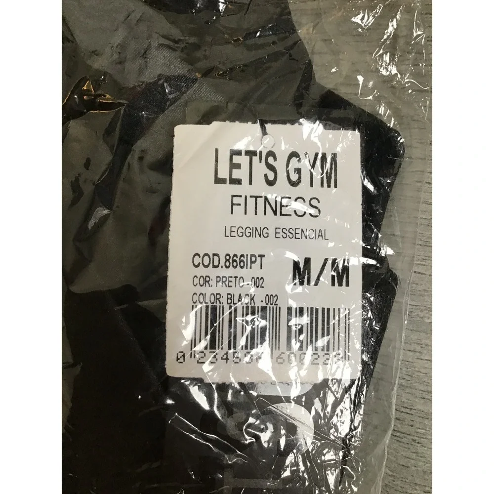 Lets Gym Women's‎ Black Shiny High Waist Fitness Essencial Leggings Size M NWT